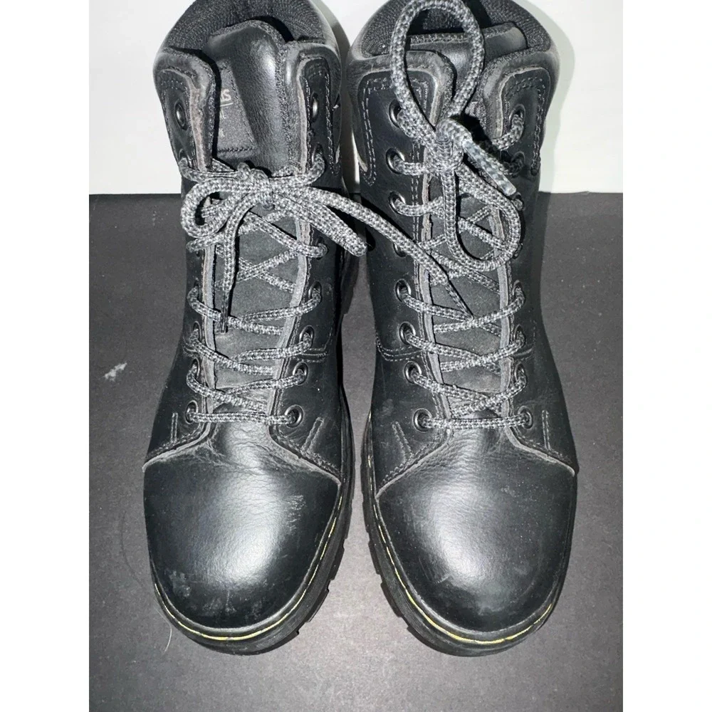 Dr. Doc Martens Steel Toe Boots Womens 7 US Black Leather ASTM F2413-18